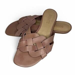 SCHUTZ tari woven slide sandals in color sweet rose.  Size 8